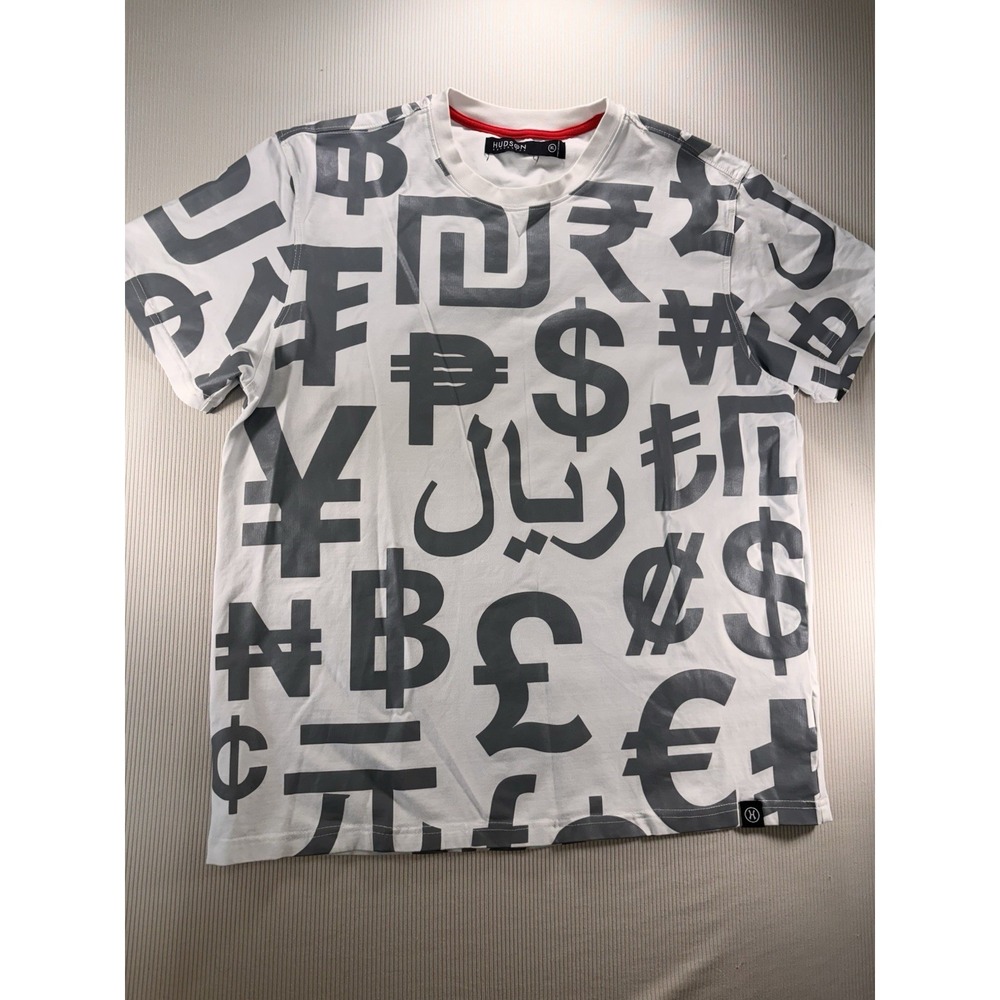 Hudson Outerwear 3M Graphic Money Currency Men's Shirt White/Gray XL  Streetwear